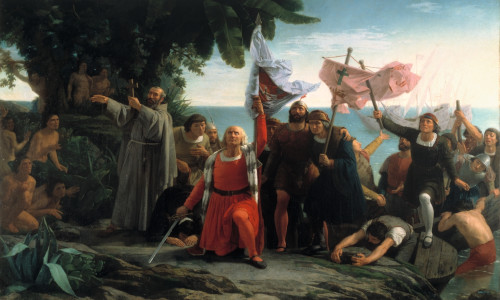 Quadre "Primer desembarco de Cristóbal Colón en América"