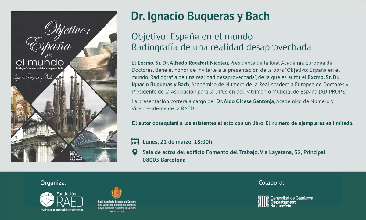 Invitación presentación del libro "Objetivo España en el mundo..." de Ignacio Buqueras