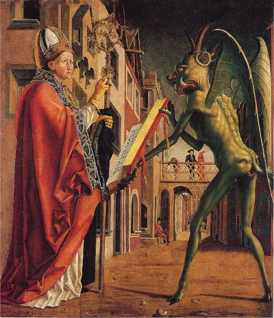 San Agustín y el demonio, de Michael Pacher